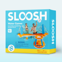 JOYIN Inflatable Pool Float Set Volleyball Net & Basketball Hoops, Floating Swimming Game Toy for Kids and Adults, Summer Floaties, Volleyball Court (105”x28”x38”)|Basketball (27.6”x23”),L-Orange Orange Large