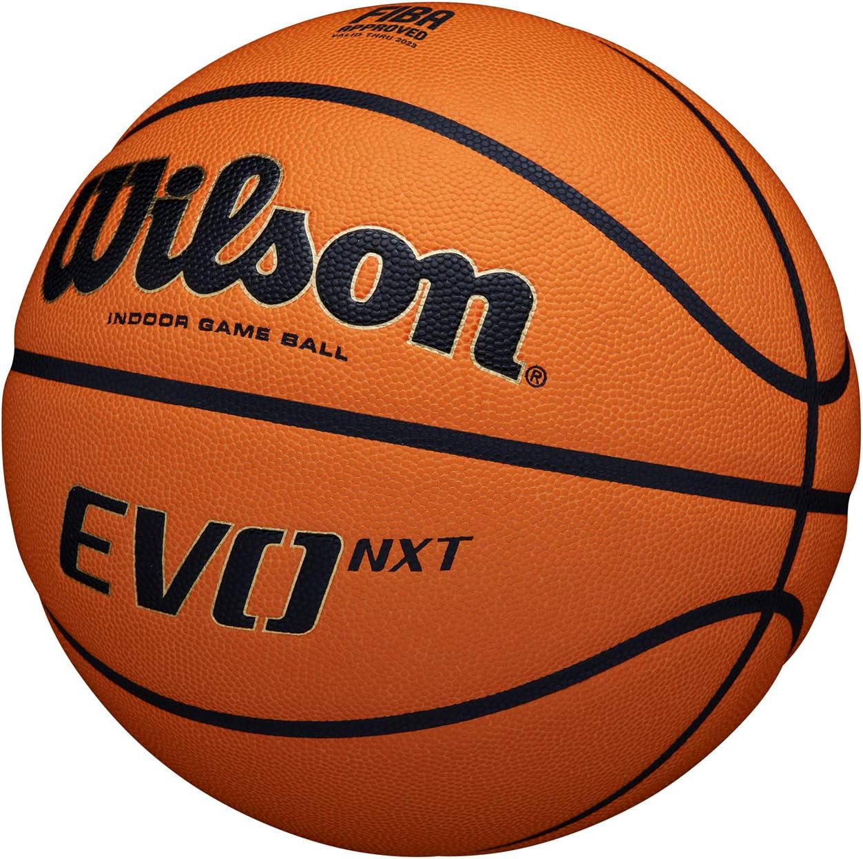 Wilson Basketball EVO NXT FIBA Game Ball, Mixed Leather, Ideal for Indoor, Size 7, Brown, WTB0965XB Single