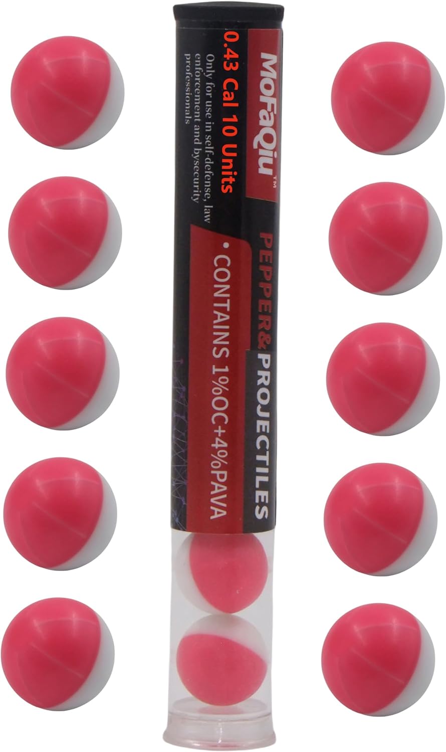 .43 Cal Pepper Projectiles (1% OC+4% PAVA) Ultrafine Powder Blend Pepper Ball - Fracture Groove Design，Laser Welding No Leakage It is Safer,Compatible with All .43 Caliber Pepper Ball launchers