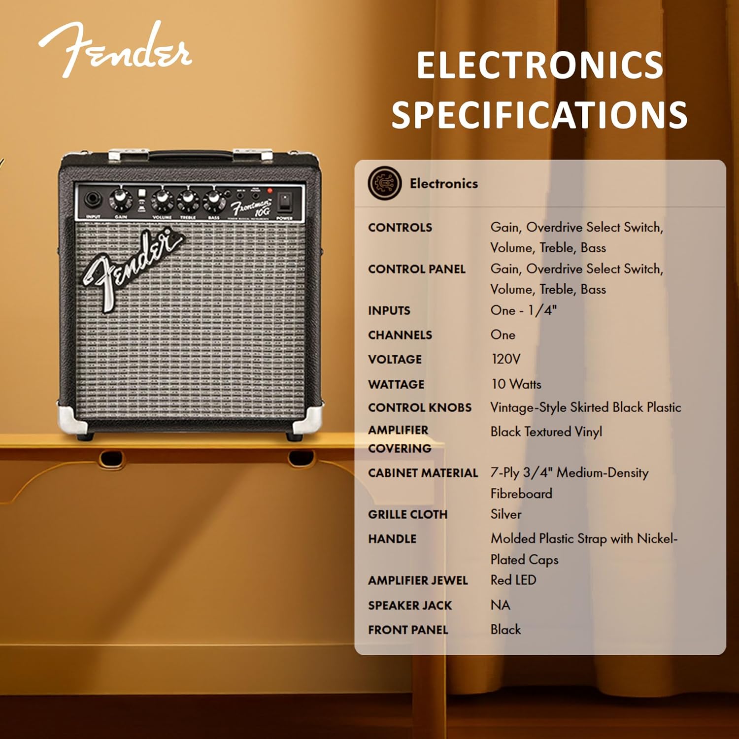 Fender Frontman 10G Guitar Combo Amplifier - Black Bundle with Cable and Austin Bazaar Exclusive 12-Pack Picks Frontman 10G Black Bundle w/ Cable