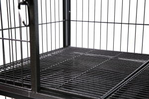 Homey Pet 31 Inch Stackable Heavy Duty Dog Crate Cage Kennel with Four Lockable Wheels, Removable Tray, Escape Proof Wire Drop Dog Crates for Small Dogs (Two Tiers) 31.0