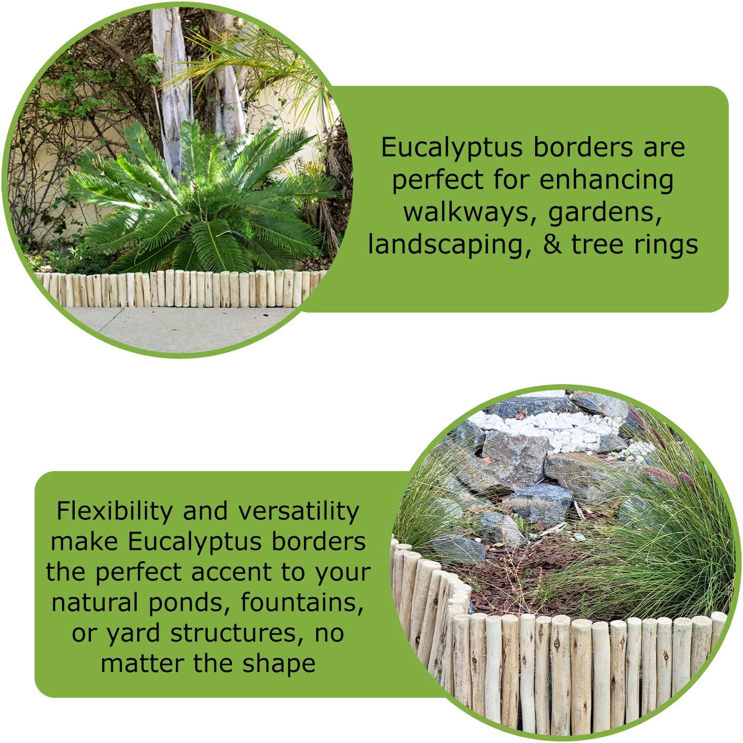 Backyard X-Scapes Natural Eucalyptus Wood Solid Log for Garden Edging Lawn Landscape Fence Borders 72 in L x 6 in H x 1.25 in D 6 in Natural