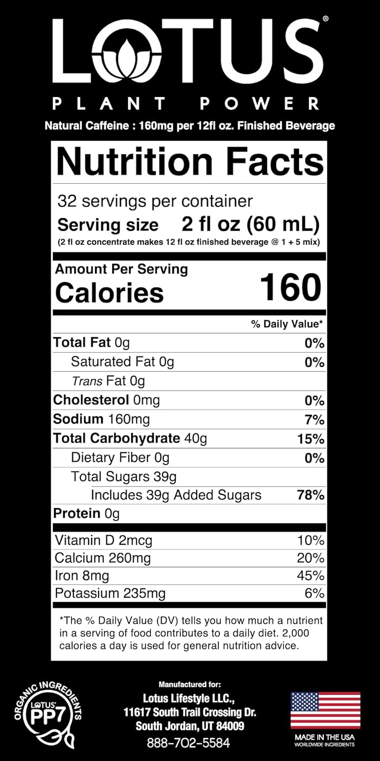 Pink Lotus Plant Energy Drink Concentrate | Pure Cane Sugar | 64 fl oz | 1:5 | Natural Caffeine from Green Coffee Bean Pink 64 Fl Oz (Pack of 1)