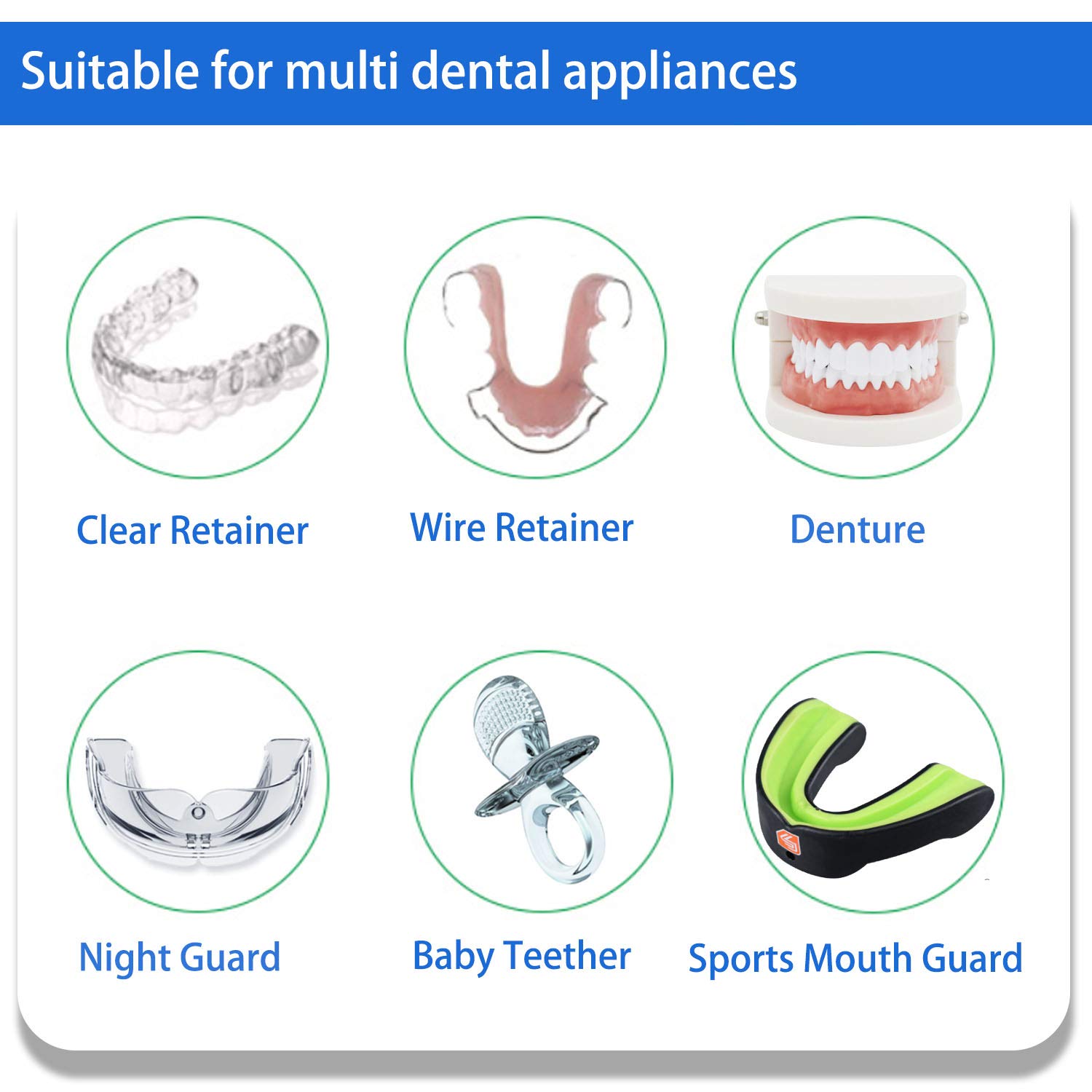 Retainer Cleaner Tablets - 4 Months Supply, Cleaning Tablets for Denture Aligners Invisalign, Mouth Guard Night Guard Cleaner, Remove Odors, Discoloration, Stains & Plaque, Mint