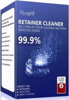 Retainer Cleaner Tablets - 4 Months Supply, Cleaning Tablets for Denture Aligners Invisalign, Mouth Guard Night Guard Cleaner, Remove Odors, Discoloration, Stains & Plaque, Mint