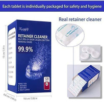 Retainer Cleaner Tablets - 4 Months Supply, Cleaning Tablets for Denture Aligners Invisalign, Mouth Guard Night Guard Cleaner, Remove Odors, Discoloration, Stains & Plaque, Mint