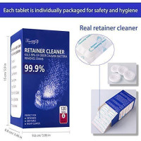 Retainer Cleaner Tablets - 4 Months Supply, Cleaning Tablets for Denture Aligners Invisalign, Mouth Guard Night Guard Cleaner, Remove Odors, Discoloration, Stains & Plaque, Mint