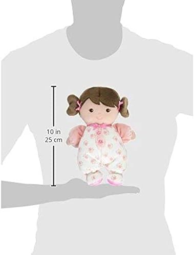 Baby Starters Plush Baby Doll with Rattle, Brunette Olivia, Pink, 9 inch Olivia Pink