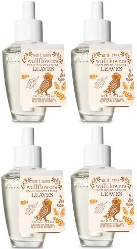 Bath and Body Works 4 Pack Leaves Wallflowers Fragrances Refill. 0.8 Oz.
