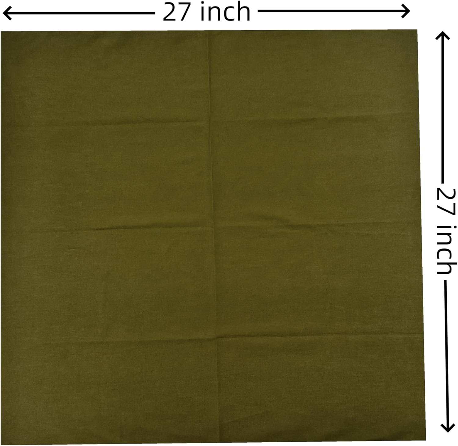 Extra Large Bandanas 27x27 inch Thick Solid Color Cotton Oversized Blank Head Bandannas for Men and Women Olive Green Single