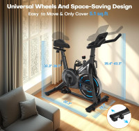 Exercise Bike, CHAOKE Quiet Magnetic Resistance 300LB Capacity Stationary Bike for Home with App Compatible, Indoor Bike with Comfortable Seat and Digital Display Upgraded Magnetic + App Compatible -Black Blue