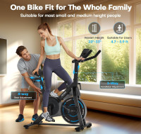 Exercise Bike, CHAOKE Quiet Magnetic Resistance 300LB Capacity Stationary Bike for Home with App Compatible, Indoor Bike with Comfortable Seat and Digital Display Upgraded Magnetic + App Compatible -Black Blue