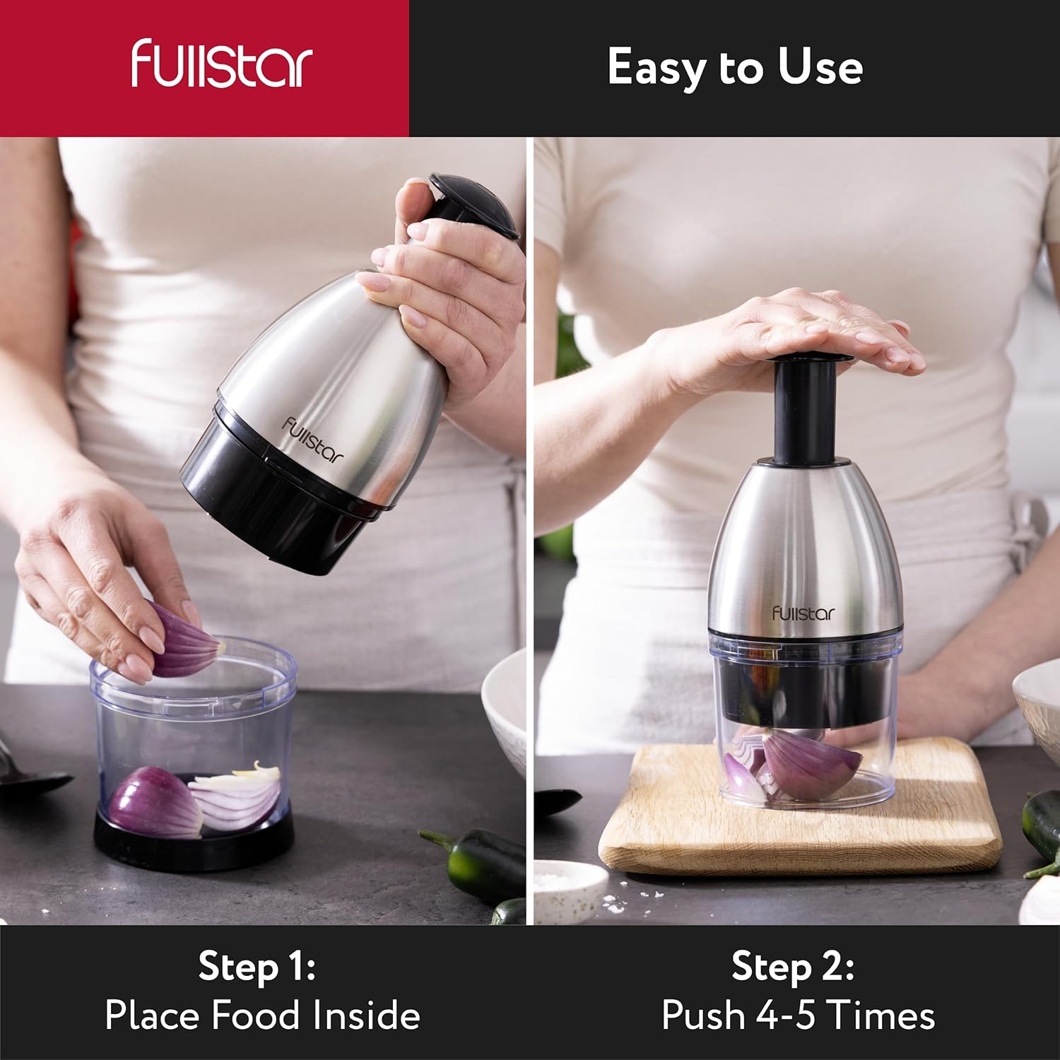 Fullstar Vegetable Chopper - Onion Chopper - Pro Food Slicer - Veggie Cutter with Container - Hand Dicer - Slicer & Dicer (Silver)