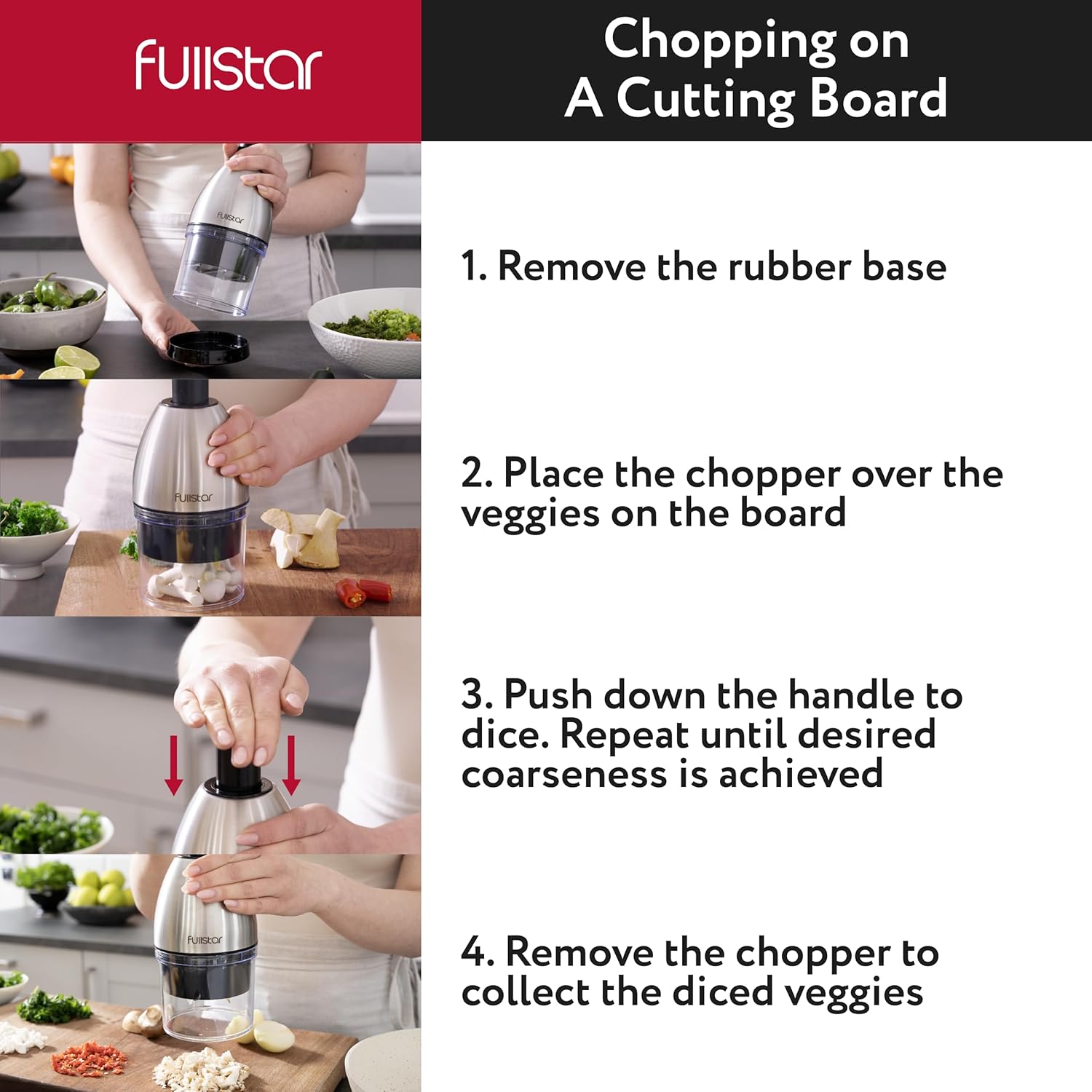 Fullstar Vegetable Chopper - Onion Chopper - Pro Food Slicer - Veggie Cutter with Container - Hand Dicer - Slicer & Dicer (Silver)