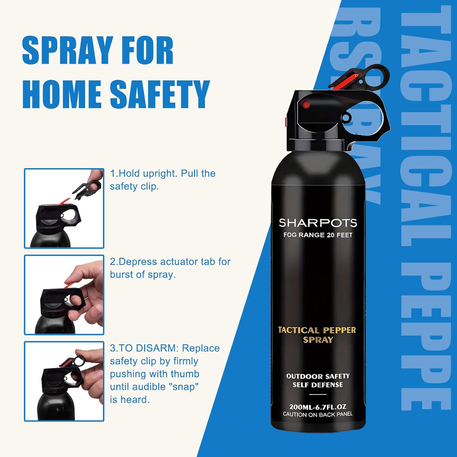 Pepper Spray Outdoor Protection Easy Carry and Fast Access, Secure and Easy to Use Safety for Both Women and Men Quick Release 6.7OZ