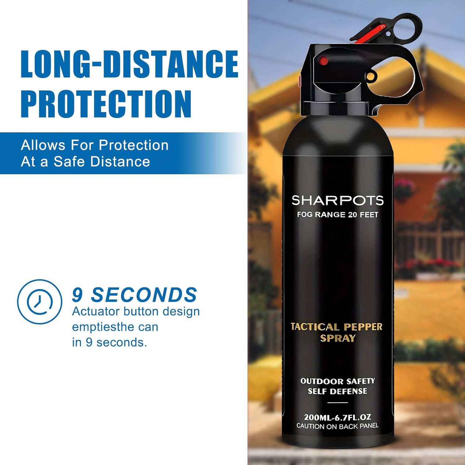 Pepper Spray Outdoor Protection Easy Carry and Fast Access, Secure and Easy to Use Safety for Both Women and Men Quick Release 6.7OZ