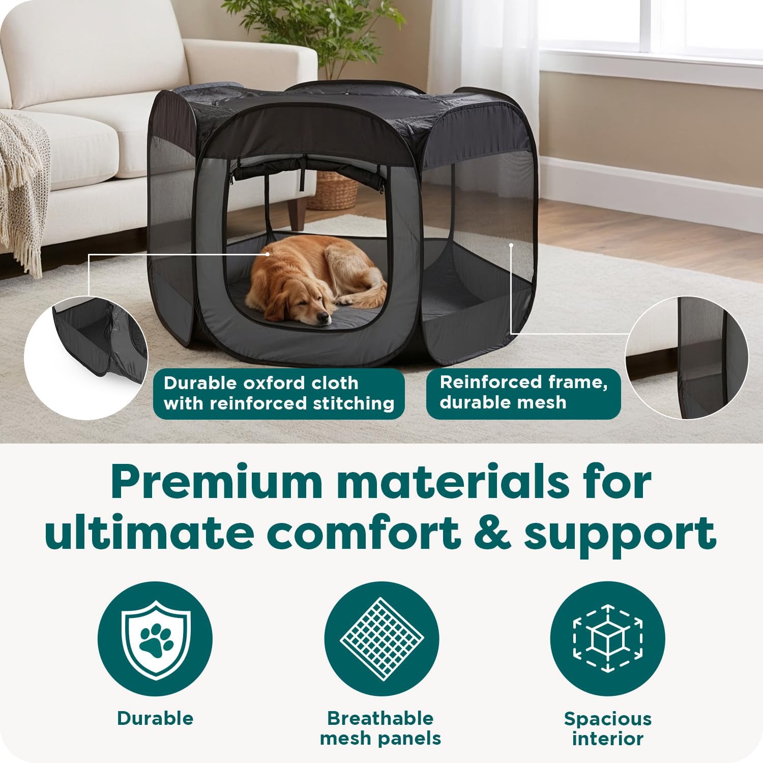 FurHaven Portable Pet Playpen for Dogs & Cats, Extra Large Indoor Kitten Playpen with Mesh Sides, Foldable Dog Playpen for Small Dogs, Pop Up Travel Dog Pen, X-Large, Pet Crate with Mesh Sides, Gray Gray Extra Large