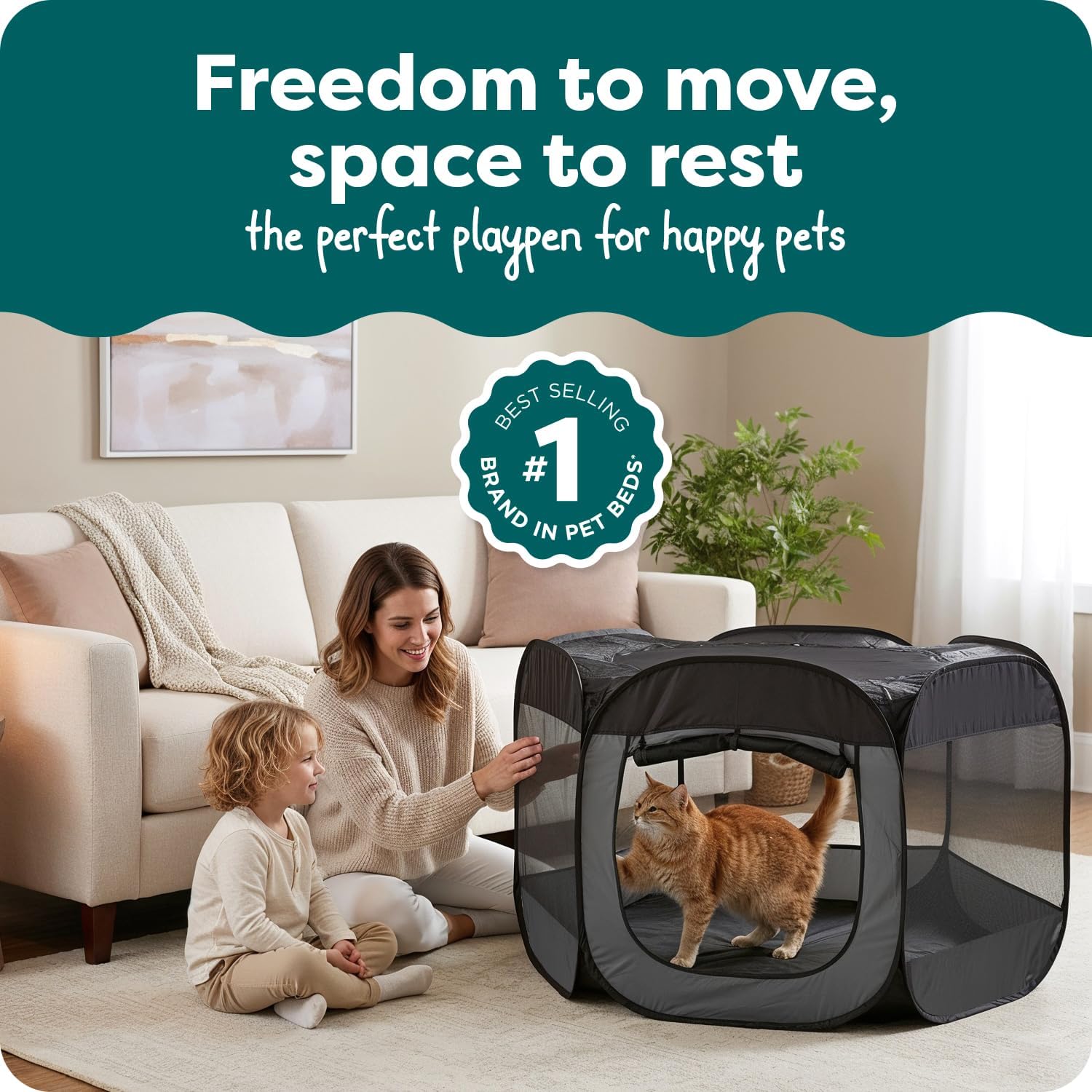 FurHaven Portable Pet Playpen for Dogs & Cats, Extra Large Indoor Kitten Playpen with Mesh Sides, Foldable Dog Playpen for Small Dogs, Pop Up Travel Dog Pen, X-Large, Pet Crate with Mesh Sides, Gray Gray Extra Large