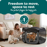 FurHaven Portable Pet Playpen for Dogs & Cats, Extra Large Indoor Kitten Playpen with Mesh Sides, Foldable Dog Playpen for Small Dogs, Pop Up Travel Dog Pen, X-Large, Pet Crate with Mesh Sides, Gray Gray Extra Large