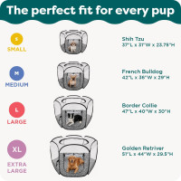 FurHaven Portable Pet Playpen for Dogs & Cats, Extra Large Indoor Kitten Playpen with Mesh Sides, Foldable Dog Playpen for Small Dogs, Pop Up Travel Dog Pen, X-Large, Pet Crate with Mesh Sides, Gray Gray Extra Large