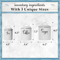 Home Acre Designs Food Storage Containers Set with Lids, Farmhouse Home Kitchen Decor Rustic Vintage Canisters Sugar Coffee Tea