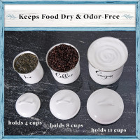 Home Acre Designs Food Storage Containers Set with Lids, Farmhouse Home Kitchen Decor Rustic Vintage Canisters Sugar Coffee Tea