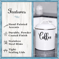 Home Acre Designs Food Storage Containers Set with Lids, Farmhouse Home Kitchen Decor Rustic Vintage Canisters Sugar Coffee Tea