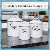 Home Acre Designs Food Storage Containers Set with Lids, Farmhouse Home Kitchen Decor Rustic Vintage Canisters Sugar Coffee Tea