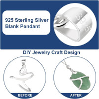 PLIGREAT 925 Sterling Silver Prong Pendant Base for Irregular Shape Gemstones Setting Gold Blank Settings Prong Metal Pendant Mounting Setting for DIY Necklace Charm Crafts Jewelry Making
