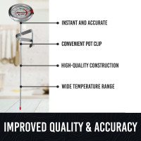Candy Thermometer with Pot Clip - Deep Fry Oil Thermometer for Frying and Candle Making Classic (Popular)