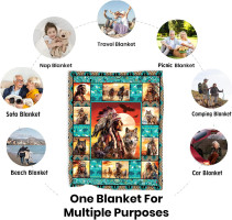 Native American Indian Blankets American Indian Flannel Blanket Southwest Throw Blanket Super Soft Cozy Plush Native American Cacique Blankets for Couch Bed Travelling Camping Gift 50