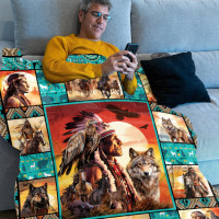 Native American Indian Blankets American Indian Flannel Blanket Southwest Throw Blanket Super Soft Cozy Plush Native American Cacique Blankets for Couch Bed Travelling Camping Gift 50