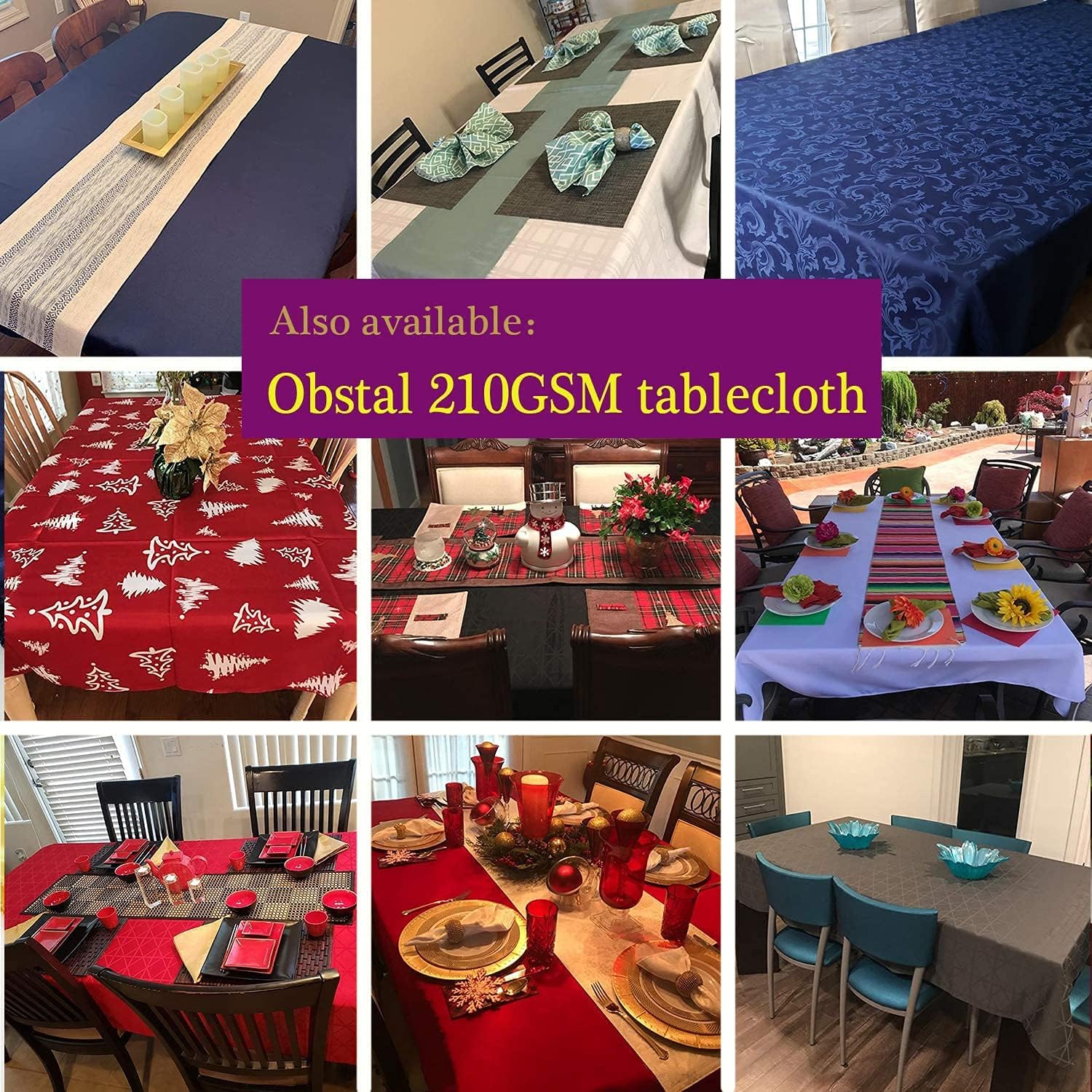 Obstal Rectangle Table Cloth, Oil-Proof Spill-Proof and Water Resistance Microfiber Tablecloth, Decorative Fabric Table Cover for Outdoor and Indoor Use (Navy Blue, 60 x 84 Inch) 84