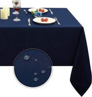 Obstal Rectangle Table Cloth, Oil-Proof Spill-Proof and Water Resistance Microfiber Tablecloth, Decorative Fabric Table Cover for Outdoor and Indoor Use (Navy Blue, 60 x 84 Inch) 84