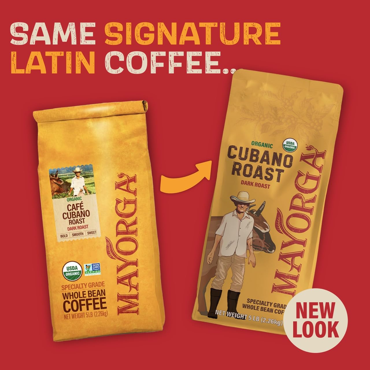 Mayorga Dark Roast Coffee 5lb bag Cubano Roast 100% Arabica Café Whole Coffee Beans - Smoothest Organic Coffee - Specialty Grade, Non-GMO, Direct Trade Cubano Roast - Whole Bean 80 Ounce (Pack of 1)