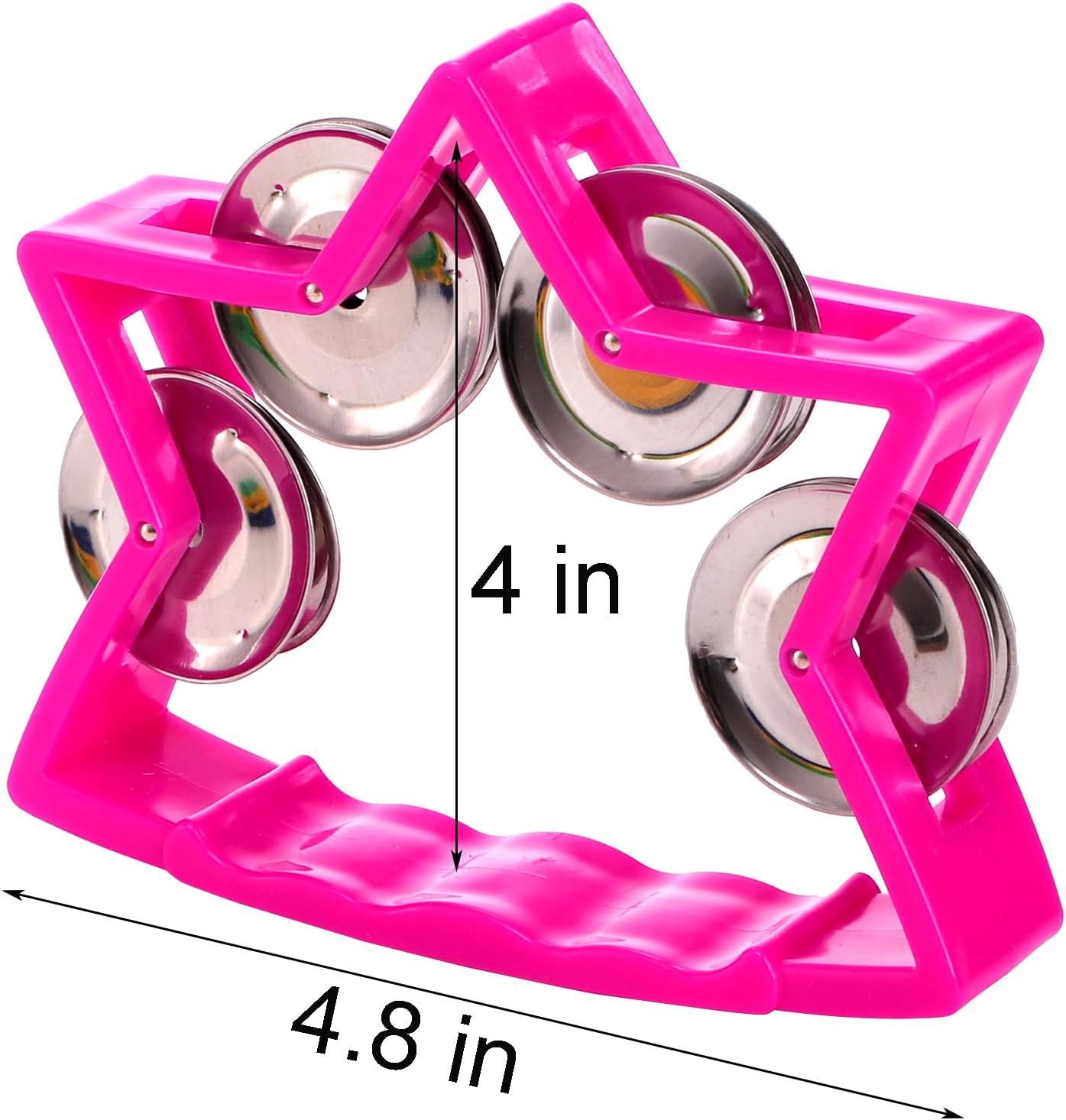 Okllen 20 Pack Plastic Tambourine, Noise Makers Percussion Tambourine Bulk, Star Shape Handheld Tambourines with 4 Bells for Church Christian Kindergarten, 5 Colors