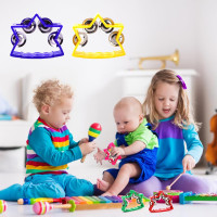 Okllen 20 Pack Plastic Tambourine, Noise Makers Percussion Tambourine Bulk, Star Shape Handheld Tambourines with 4 Bells for Church Christian Kindergarten, 5 Colors