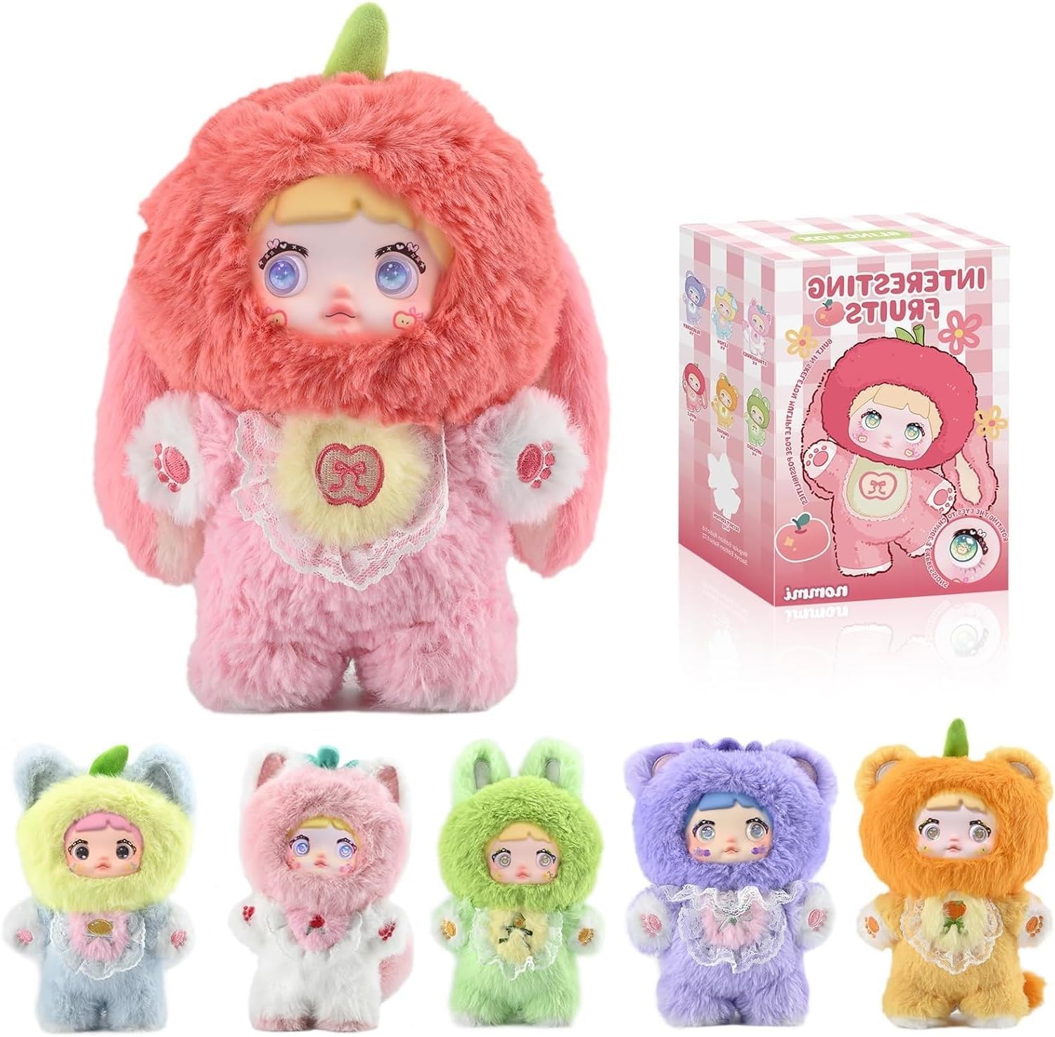 Plush Blind Box, Kawaii Nommi Cute Fruit Series Stuffed Blind Box Doll 1PC, Kawaii Mystery Plush Toys Collectible for Birthday Gift (1 of 7 Possible Styles)