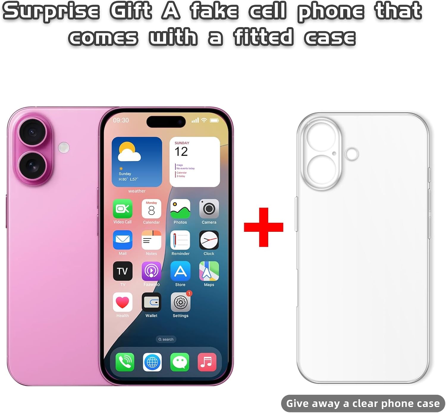 Dummy Fake Phone Model, Looks Like The RealPhone Compatible withPhone 16 Pro Max, for Cellphone Store Display or Send a ToyPhone for Kids (16,Pink,The Screen is Printed with Patterns)