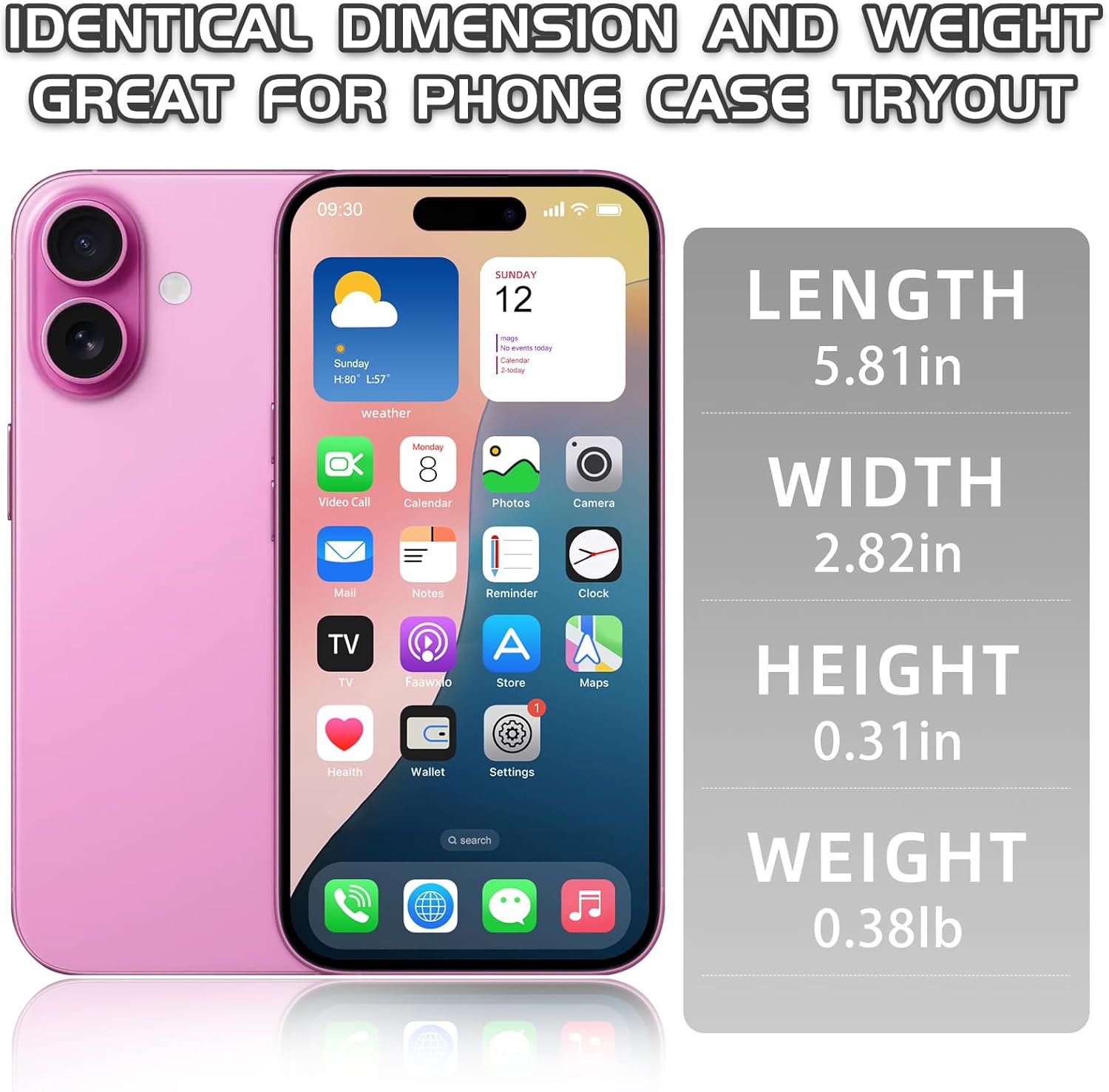 Dummy Fake Phone Model, Looks Like The RealPhone Compatible withPhone 16 Pro Max, for Cellphone Store Display or Send a ToyPhone for Kids (16,Pink,The Screen is Printed with Patterns)