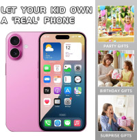 Dummy Fake Phone Model, Looks Like The RealPhone Compatible withPhone 16 Pro Max, for Cellphone Store Display or Send a ToyPhone for Kids (16,Pink,The Screen is Printed with Patterns)