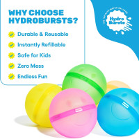 Hydroburst 6-pack Reusable Water Balloons by Relatable, For The Pool, Beach Toys And Outdoor Play Toys, Includes 6 Refillable Balloons 6-pack Happy Face