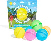 Hydroburst 6-pack Reusable Water Balloons by Relatable, For The Pool, Beach Toys And Outdoor Play Toys, Includes 6 Refillable Balloons 6-pack Happy Face