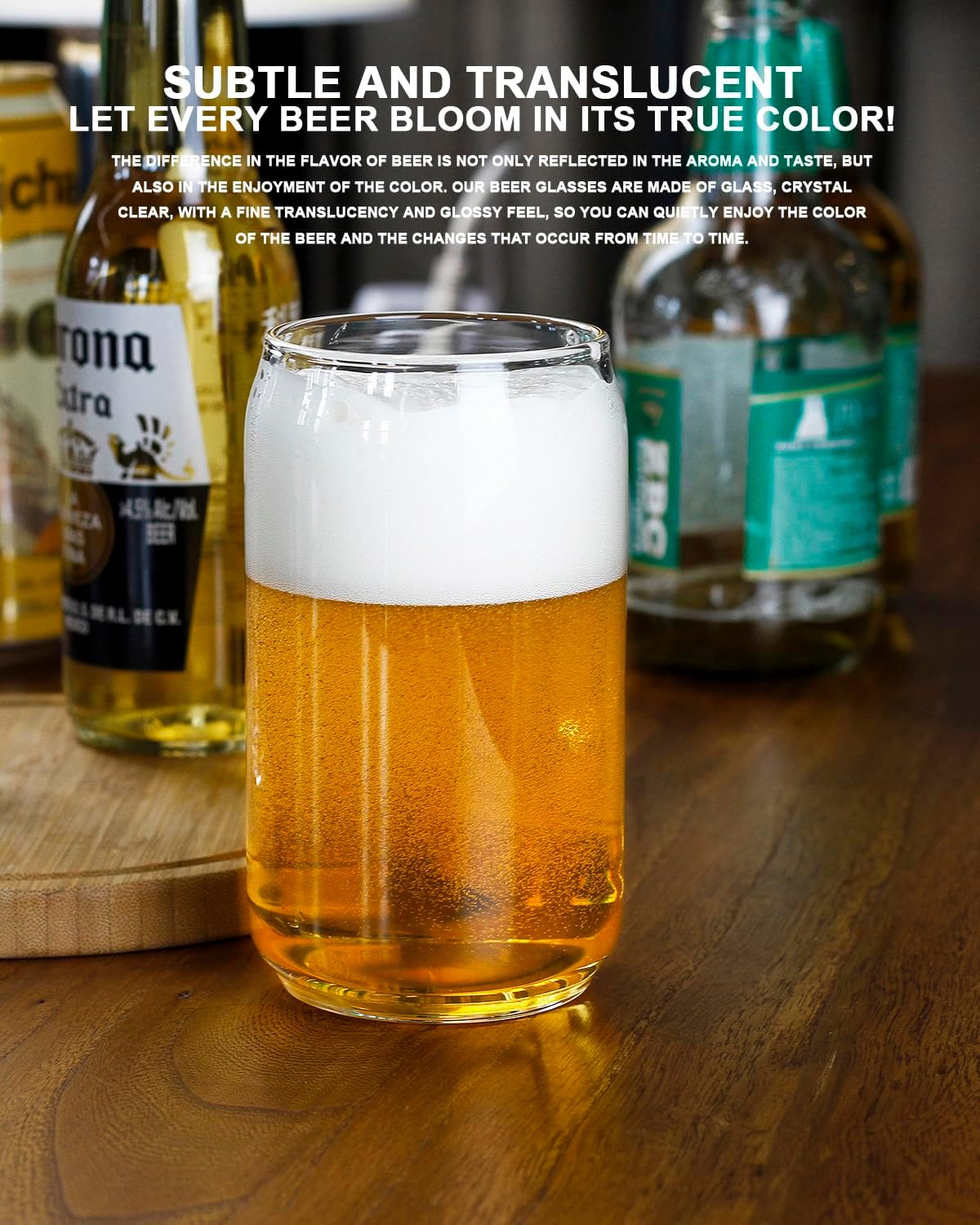 LUXU Beer Glass, 20 oz Can Shaped Beer Glasses Set of 4 -Craft Drinking Glasses,Large Beer Glasses for Any Drink and Any Occasion (Set of 4) 20 OZ Set of 4