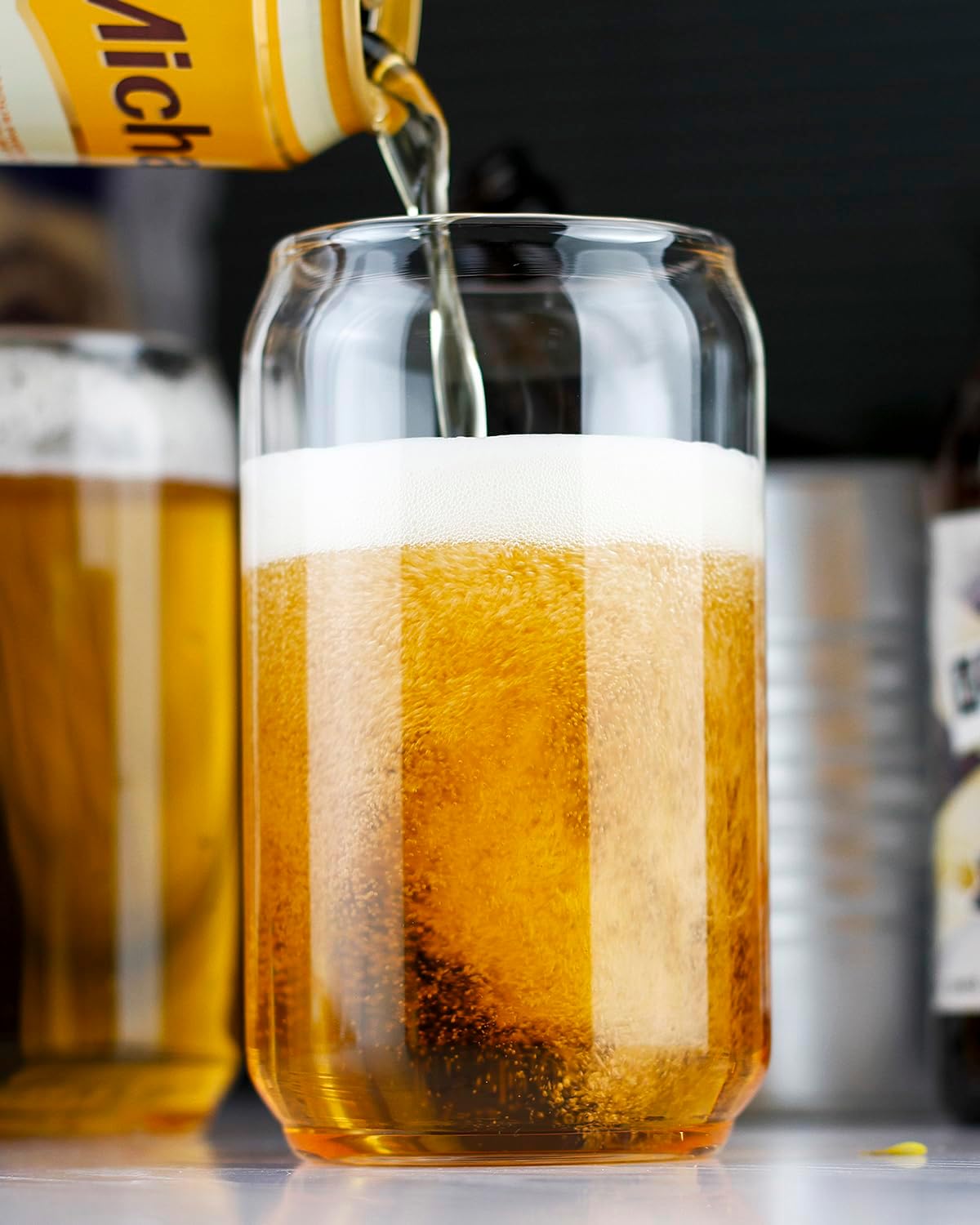 LUXU Beer Glass, 20 oz Can Shaped Beer Glasses Set of 4 -Craft Drinking Glasses,Large Beer Glasses for Any Drink and Any Occasion (Set of 4) 20 OZ Set of 4