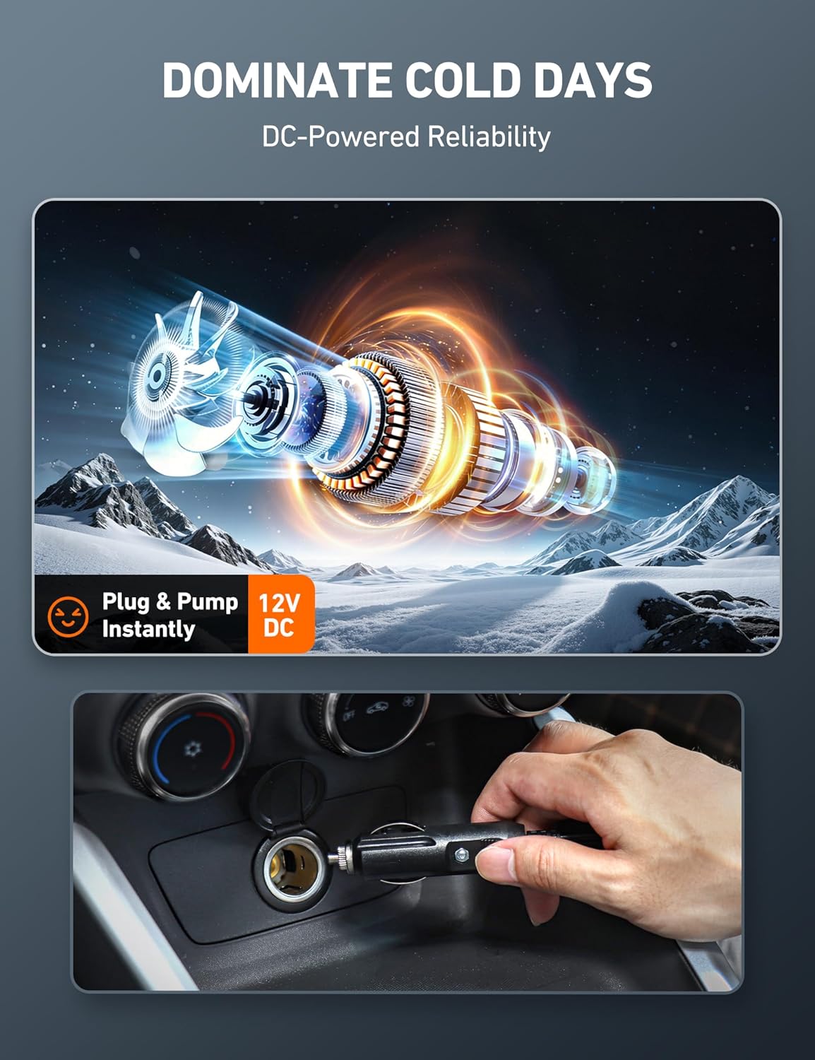 AstroAI Tire Inflator Portable Air Compressor Air Pump for Car Tires-Car Accessories, 9.8Ft Cord-12V DC-Powered Auto Pump with Digital Pressure Gauge, Emergency LED Light for Bicycle, Balloons, Yellow Large Yellow