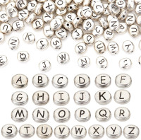 SUNNYCLUE 1 Box 104Pcs Metal Letter Beads Alphabet Beads Bulk Alloy Oval Tibetan Antique Silver Capital English A-Z Bead for Jewelry Making DIY Crafting Name Necklace Bracelet Keychain Women Beginners