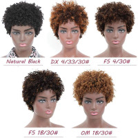 Ms Taj Afro Kinky Human Hair Wigs for Black Women Brazilian Virgin Short Curly Wigs None Lace 150% Density Unprocessed Afro Wig Human Hair Curly Machine Made (Natural Color, afro wig) Short Natural Color afro wig