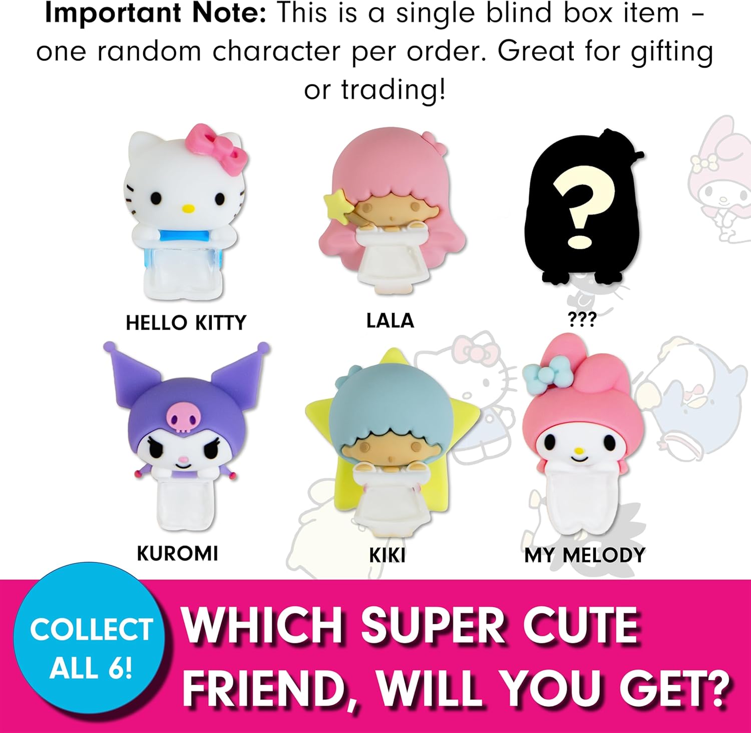 Sonix x Sanrio Hello Kitty & Friends Peekers - Pastel Series Blind Box - Adhesive Decorative Mini Figures - Includes Hello Kitty, My Melody, Kuromi, Little Twin Stars, or Mystery Character