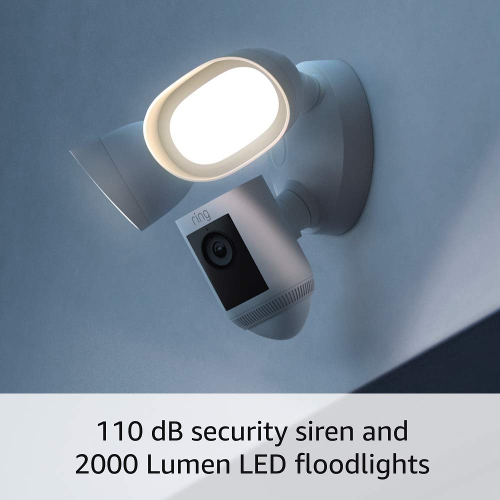 Ring Floodlight Cam Wired Pro with Bird’s Eye View and 3D Motion Detection, White White 1 Camera Floodlight Cam Wired Pro Only